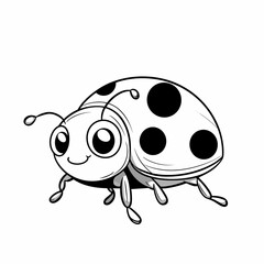 Obraz premium Cute Ladybug Coloring Page Cartoon Vector Illustration