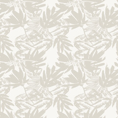 Fototapeta premium Neutral Colour Tropical Leaf Seamless Pattern Design