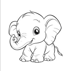 Obraz premium Elephant, colouring book for kids, vector illustration