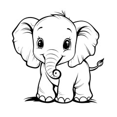 Obraz premium Elephant, colouring book for kids, vector illustration