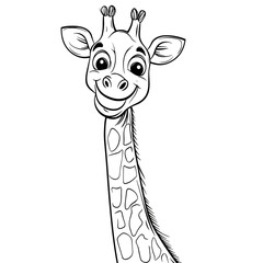 Giraffe, colouring book for kids, vector illustration