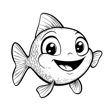 recommend clip art: Vector cartoon cute gold fish line art coloring book for kids