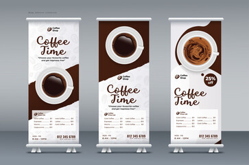 Coffee shop roll up banner bundle, multipurpose promotion roll up banner, pull up banner, or x banner print template
