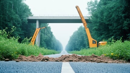A highway bridge undergoing repairs, highlighting the importance of regular upkeep for safe transportation.