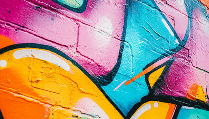 A graffiti-covered urban wall, showcasing vibrant colors, bold lines, and an edgy, artistic vibe