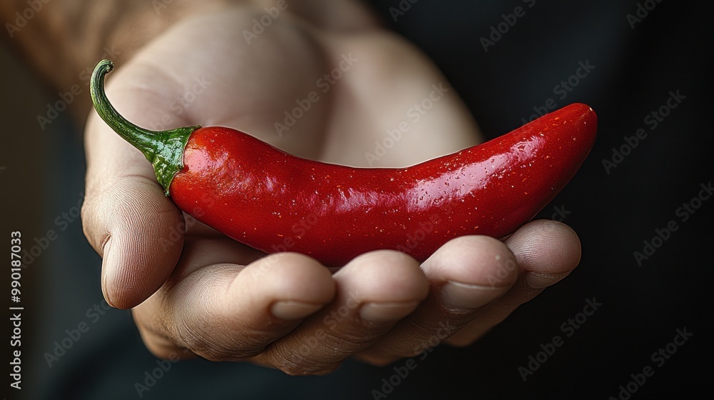 Wall mural Red Chili Pepper in Hand