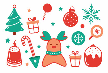 Fototapeta premium Christmas elements collection with festive icons for holiday design