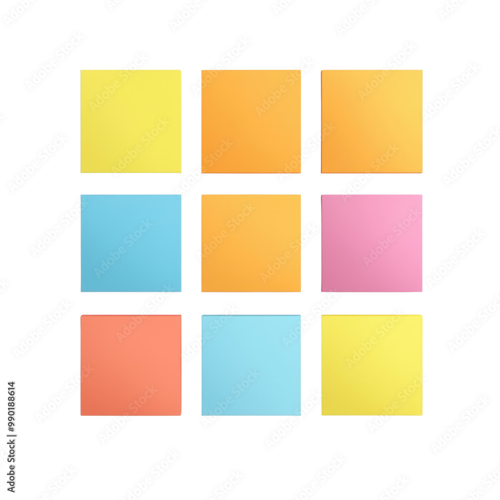 Poster colorful grid of squares for creative design on transparent background
