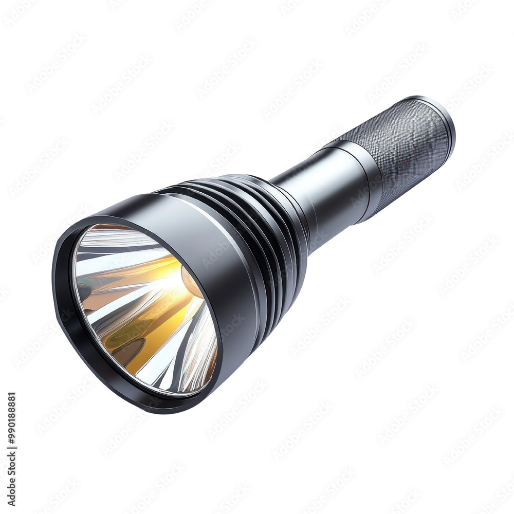 Poster high-resolution led flashlight with beam effect on transparent background