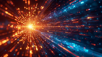 Abstract Bright Lines and Lights Radiating from a Central Point