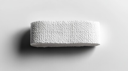 Obraz premium One medical bandage on white, emphasizing smooth fabric texture, central focus with sharp details and a clean, modern look, soft shadow underneath