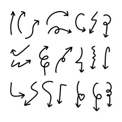 Arrow doodle line symbol sign icon collection. outline style. isolated illustration