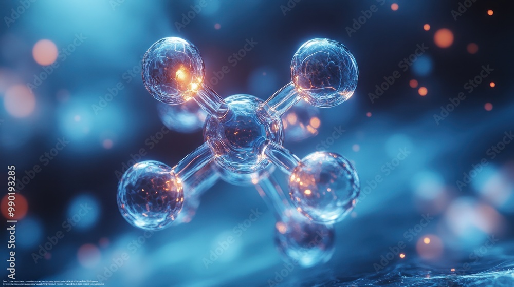 Aufkleber abstract molecular structure with glowing core