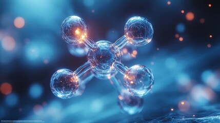 Abstract Molecular Structure with Glowing Core