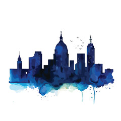 Obraz premium City line silhouette watercolor. Vector illustration watercolor isolated on white with clipping path