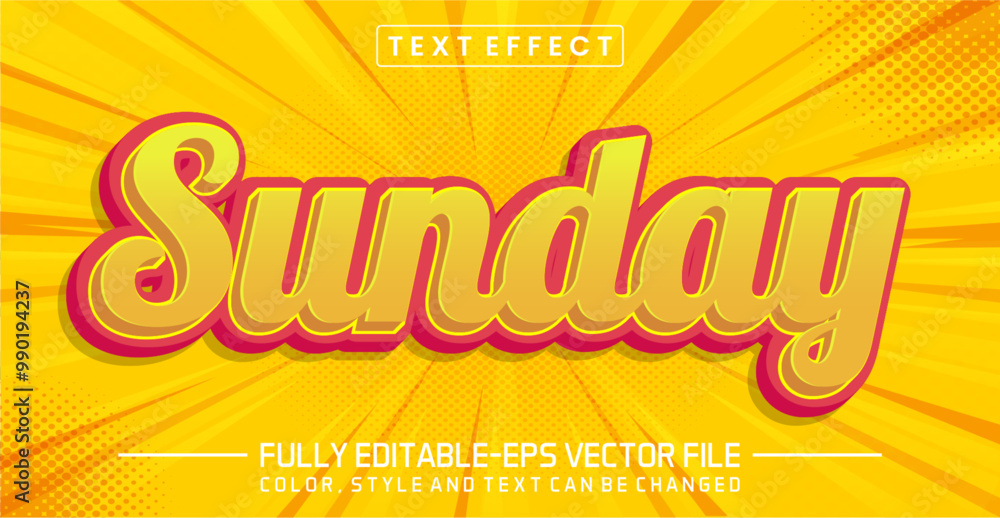 Poster sunday font text effect editable