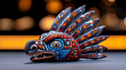 Colorful Aztec-Inspired Decorative Sculpture