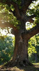 Majestic Oak Tree in Sunlight - Nature Photography