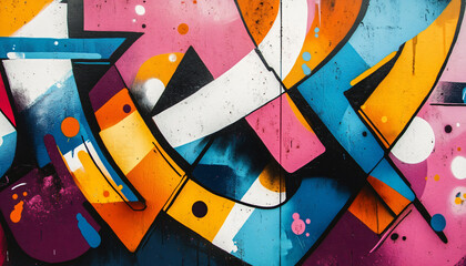 Fototapeta premium A graffiti-covered urban wall, showcasing vibrant colors, bold lines, and an edgy, artistic vibe