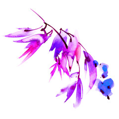 Watercolor tree branch