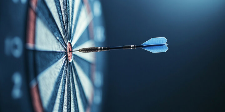 close up of dart flying toward center of target, showcasing precision and focus in competitive game. dartboards vibrant colors enhance intensity of moment