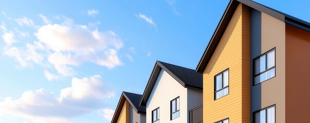 Affordable apartment building in a lowincome neighborhood, with a clean, modern design that addresses housing needs in a recession economy