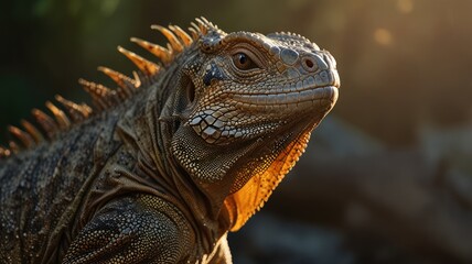 Obraz premium Close-up of an Iguana in the Sunlight