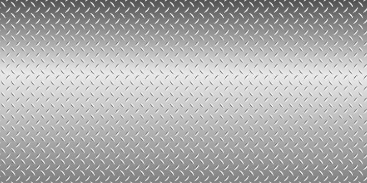 Silver gray metal background, 3D polished chrome metallic and shiny diamond plate texture, vector illustration. 