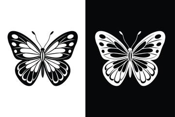 Minimalistic Butterfly Icon. Clean Silhouette Vector Design