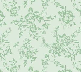 Obraz premium seamless gentle vector paisley print with ethnic paisley and flowers pattern, allover composition. Detailed beautiful paisleys with floral motives in black and white.