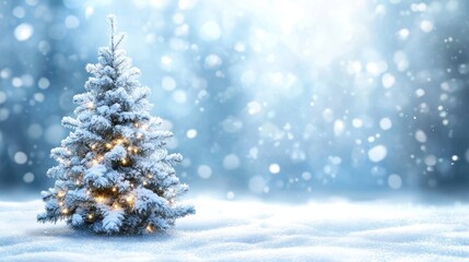 Winter christmas background with snow tree and lots of copy space