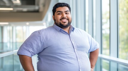 Professional Portrait of Young South Asian Man in Modern Office Setting, Ideal for Corporate, Educational, or Lifestyle Themes