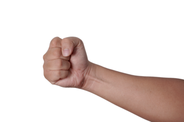 Male clenched fist, throwing punch, cut out isolated