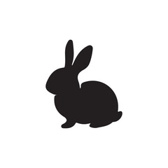 Black side silhouette of a rabbit isolated on white background. Vector illustration