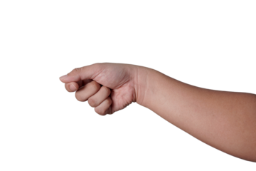 Hand of a person giving empty virtual card gesture, cut out isolated
