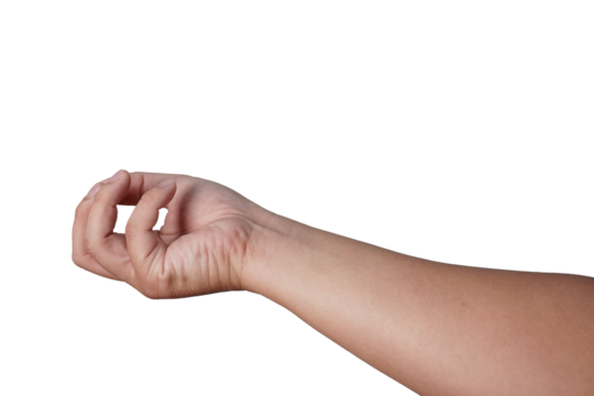 Hand of a person giving empty virtual card gesture, cut out isolated