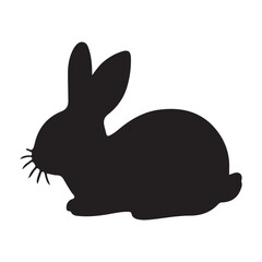 Black side silhouette of a rabbit isolated on white background. Vector illustration