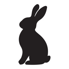 Black side silhouette of a rabbit isolated on white background. Vector illustration