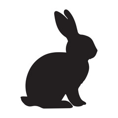 Black side silhouette of a rabbit isolated on white background. Vector illustration
