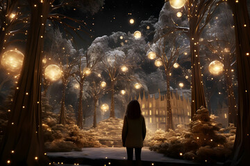 Obraz premium imagine lighting on Christmas. Brilliant Abstract Defocused Sparks