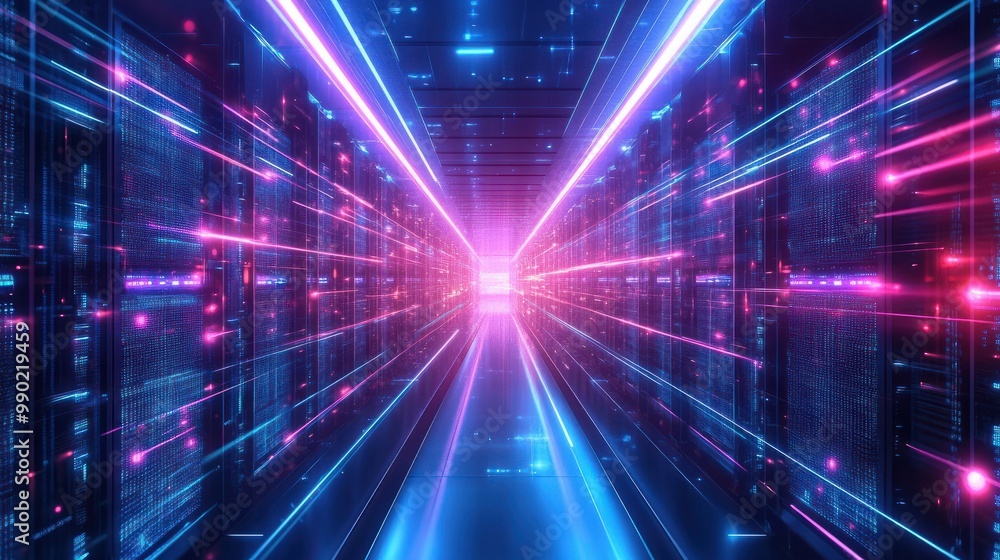 Poster abstract futuristic technology background network high speed global data transfer, big data, data ce