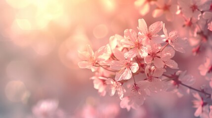 Fototapeta premium Delicate Pink Cherry Blossoms in Soft Focus - Spring Floral Photography