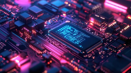 Obraz premium Artificial Intelligence - Computer Processor - Abstract - Generative AI