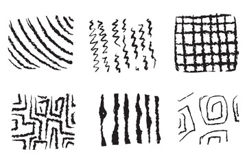 hand drawn pattern sheet doodle isolated on white and black vector set of 6 grunge strokes different style cross hatching pencil strokes for high quality prints	