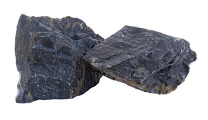 Black limestone rock. Stone specimen. Sedimentary rock.