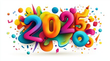 Vibrant 2025 New Year Design: Colorful Celebration of the Future