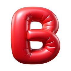 Red letter B balloon 3D render icon isolated on white background