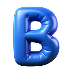 Blue letter B balloon 3D render icon isolated on white background