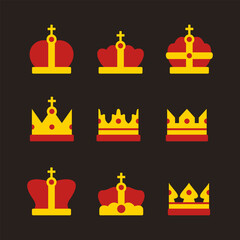 King crown icon symbol Flat style. collection of isolated cartoon illustrations