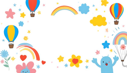 Colorful cartoon illustration balloon rainbow kids background